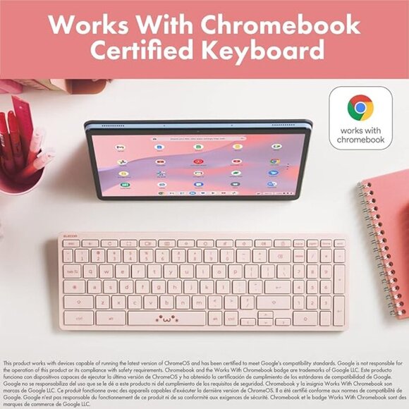 NEW- ELECOM Wireless Bluetooth Keyboard, Compact Keyboard for Chromebook - Pink - Picture 4 of 6